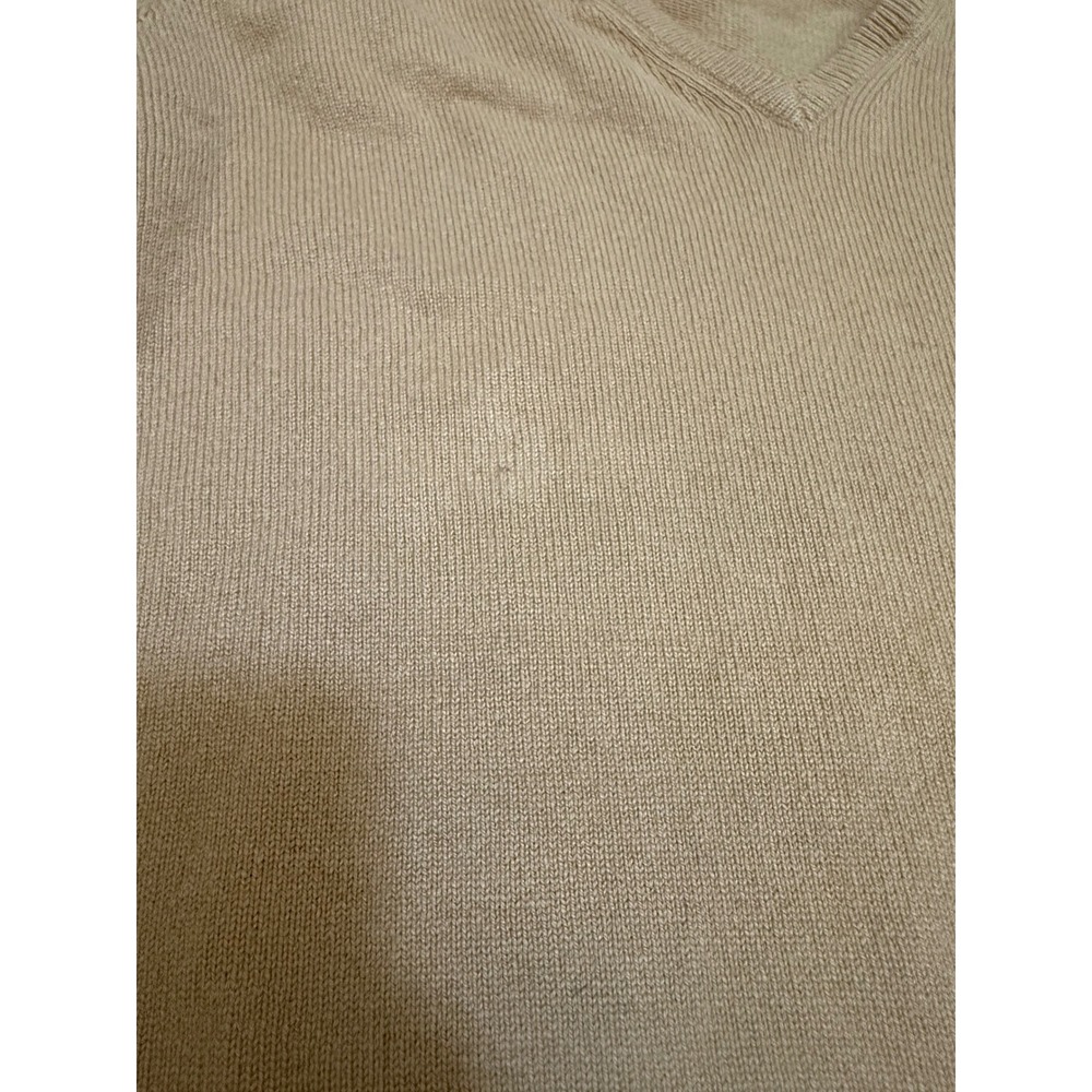 Neiman Marcus Mens Tan 100% Cashmere V-Neck Sweater Made in Scotland L vintage - Picture 3 of 7